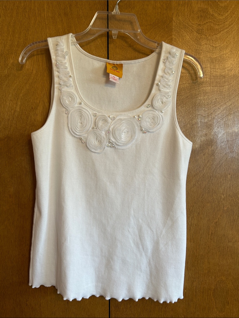 Women’s White Embellished Scoop Neck Tank Top